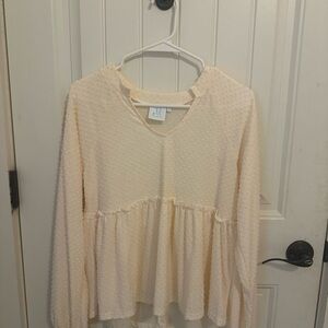 Elegant Cream Peplum Blouse